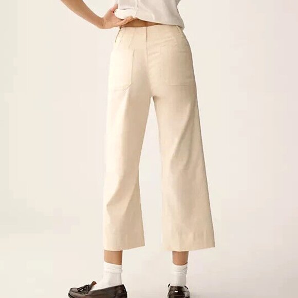 Anthropologie 31P The Colette Cropped Wide-Leg Pants 31 Petite Yellow Cream Nwt - Picture 3 of 6